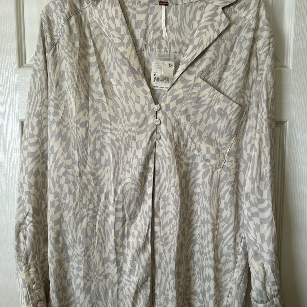 Free People Gray Button Down Shirt